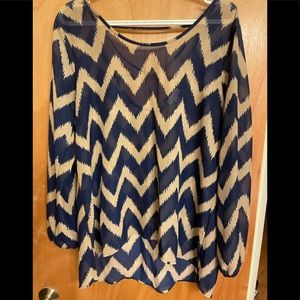 Navy and cream Chevron pattern Charming Charlie tunic top